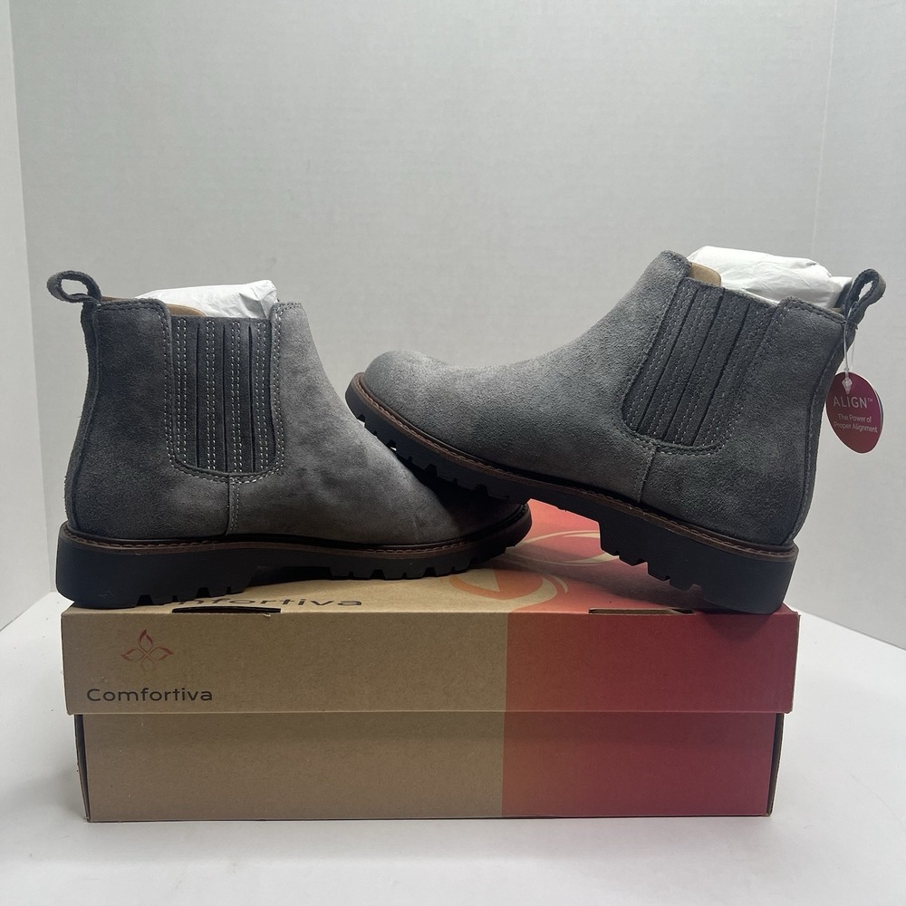 Comfortiva Ledelle Womens 6.5 M Smoke Suede Chelsea Boots Ankle Waterproof NIB